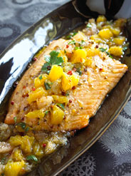 
Salmon with Pink Peppercorn Citrus Sauce